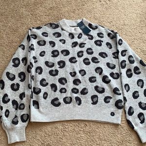 Waffle Puff Sleeve Crew Sweater - New with Tags!